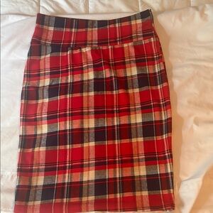 Plaid Red and Navy Women's Pencil Skirt